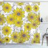 Ambesonne Yellow and Grey Shower Curtain, Aged Retro Daisies Line Drawing Whorls Sketchy Speckles Gardening Plants, Cloth Fabric Bathroom Decor Set with Hooks, 69" W x 70" L, Yellow Grey view 1