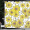 Ambesonne Yellow and Grey Shower Curtain, Aged Retro Daisies Line Drawing Whorls Sketchy Speckles Gardening Plants, Cloth Fabric Bathroom Decor Set with Hooks, 69" W x 70" L, Yellow Grey view 3