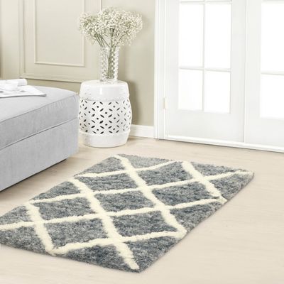 Vista Living Sophia Diamond Shag 24x36 in.Accent Rug, Grey