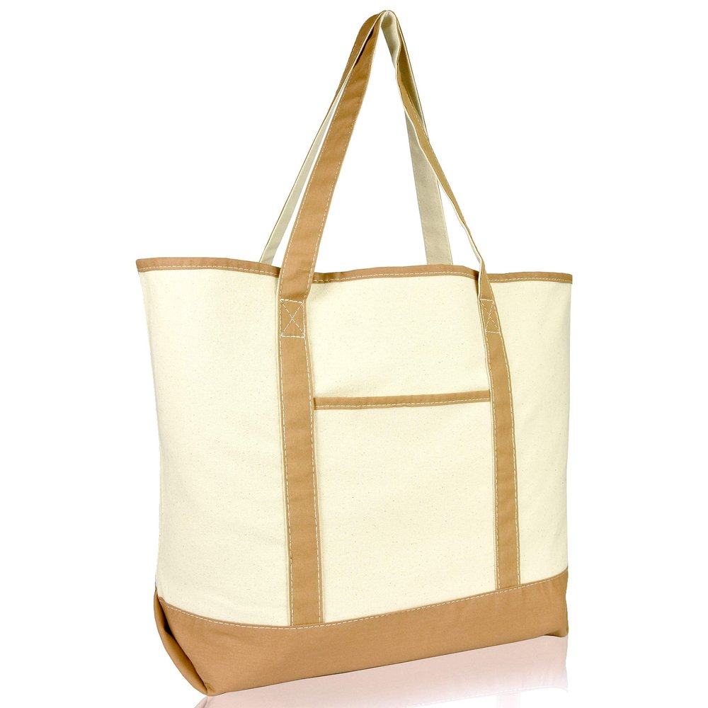 DALIX 22'' Heavy Duty Deluxe Tote Bag with Outer Pocket (Brown)