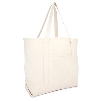 DALIX 22'' Heavy Duty Deluxe Tote Bag with Outer Pocket (Natural)