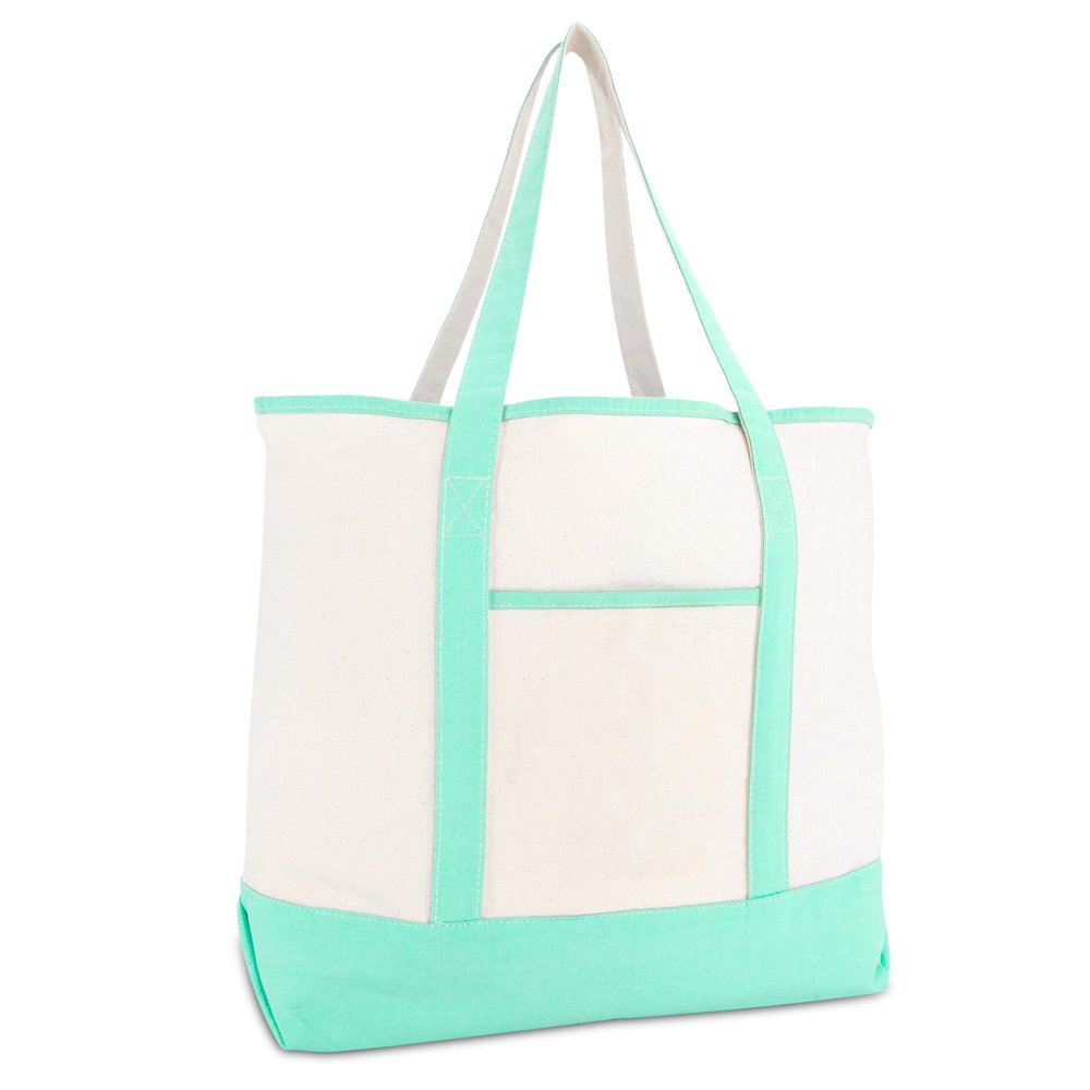 DALIX 22'' Heavy Duty Deluxe Tote Bag with Outer Pocket (Mint Green)