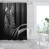 Amagical 16 Piece Bathroom Rug Set Zebra Black Bath Rugs with Fabric Shower Curtain and Matching Mat/Toilet Cover view 4