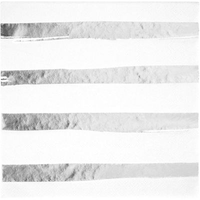 Creative Converting White & Silver Foil Stamp Luncheon Napkins, Multicolor