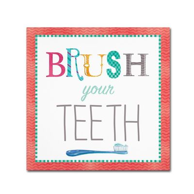 Brush Your Teeth by Fiona Stokes-Gilbert, 14x14-Inch Canvas Wall Art