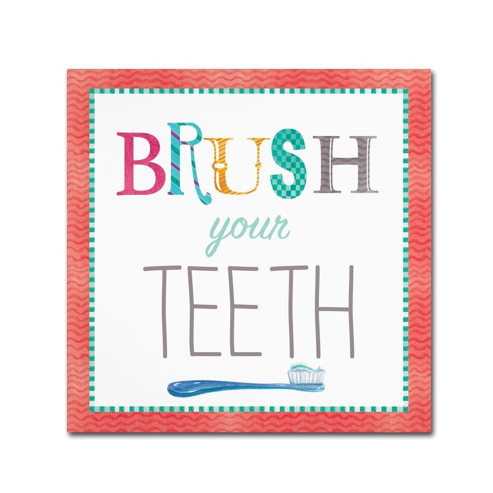 Brush Your Teeth by Fiona Stokes-Gilbert, 14x14-Inch Canvas Wall Art