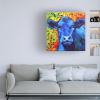 Wrapped Canvas Wall Art - Marion Rose 'Blue Cow' Wall Art for Living Room, Bedroom, or Office Dcor - 14x14 view 3