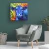 Wrapped Canvas Wall Art - Marion Rose 'Blue Cow' Wall Art for Living Room, Bedroom, or Office Dcor - 14x14 view 4