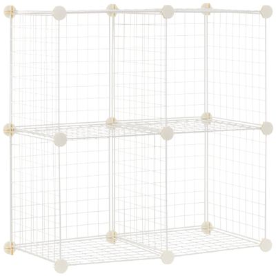 Amazon Basics 4 Cube Wire Grid Storage Organizer, Closet Organizer and Shelves, Stackable, Space-Saving, Easy to Assemble, 14"x14"x14", White
