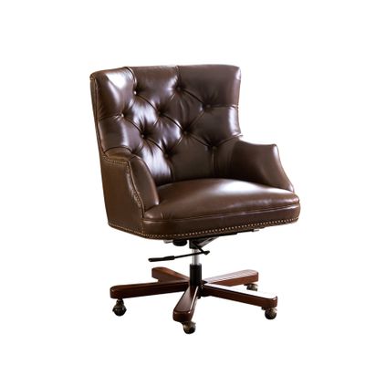 Abbyson Scarlett Leather Office Chair Brown