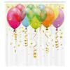 Ambesonne Birthday Shower Curtain, 3D Style Flying Balloons with Curled Ribbons Rain Entertainment Print, Cloth Fabric Bathroom Decor Set with Hooks, 69" W x 75" L, Magenta Green view 2