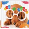Ambesonne Birthday Party Shower Curtain, Celebration Puppy Dog Golden Glasses Balloons Present Themed Art, Cloth Fabric Bathroom Decor Set with Hooks, 69" W x 75" L, Multicolor view 2