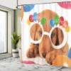 Ambesonne Birthday Party Shower Curtain, Celebration Puppy Dog Golden Glasses Balloons Present Themed Art, Cloth Fabric Bathroom Decor Set with Hooks, 69" W x 75" L, Multicolor view 4