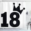 Ambesonne 18th Birthday Shower Curtain, Cartoon Soccer Jersey Seem Bold 18 Number Party Sports Playing Art Print, Cloth Fabric Bathroom Decor Set with Hooks, 69" W x 84" L, Charcoal and White view 1