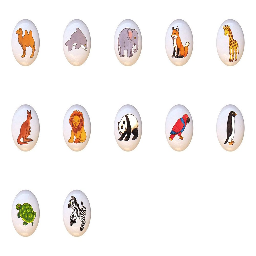 SET OF 12 Lil Zoo Animals Critters Decorative Ceramic Dresser Drawer Pulls Cabinet Cupboard Knobs
