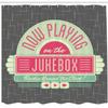 Ambesonne Jukebox Shower Curtain, Charcoal Grey Backdrop 50s Inspired Radio Music Box Image, Cloth Fabric Bathroom Decor Set with Hooks, 69" W x 84" L, Mint Green Hot Pink view 2