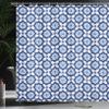 Ambesonne Indigo Shower Curtain, Oriental Moroccan Tiles Like Image Floral Details, Cloth Fabric Bathroom Decor Set with Hooks, 69" W x 70" L, Turquoise Dark Blue view 3