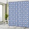 Ambesonne Indigo Shower Curtain, Oriental Moroccan Tiles Like Image Floral Details, Cloth Fabric Bathroom Decor Set with Hooks, 69" W x 70" L, Turquoise Dark Blue view 4