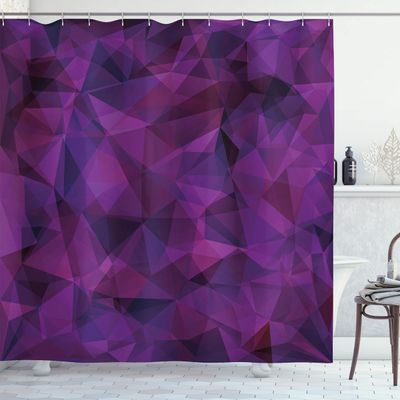 Ambesonne Indigo Shower Curtain, Broken Glass Inspired Geometric Triangle Abstract Shapes, Cloth Fabric Bathroom Decor Set with Hooks, 69" W x 84" L, Eggplant Burgundy