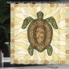Ambesonne Turtle Shower Curtain, Turtle Zentangle on Yellow Background Spiral Forms Bohemian Art, Cloth Fabric Bathroom Decor Set with Hooks, 69" W x 84" L, Yellow Green Brown view 3
