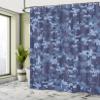 Ambesonne Camo Shower Curtain, Retro Composition of Grunge Camouflage Pattern Print in Modern Blue Tones, Cloth Fabric Bathroom Decor Set with Hooks, 69" W x 70" L, Pale Blue and Dark Blue view 4