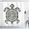 Ambesonne Turtle Shower Curtain, Maori Tattoo Style of Sea Animal Tribal Spiral Form Tropical, Cloth Fabric Bathroom Decor Set with Hooks, 69" W x 75" L, Black and White view 1