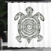 Ambesonne Turtle Shower Curtain, Maori Tattoo Style of Sea Animal Tribal Spiral Form Tropical, Cloth Fabric Bathroom Decor Set with Hooks, 69" W x 75" L, Black and White view 3