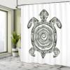 Ambesonne Turtle Shower Curtain, Maori Tattoo Style of Sea Animal Tribal Spiral Form Tropical, Cloth Fabric Bathroom Decor Set with Hooks, 69" W x 75" L, Black and White view 4