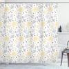 Ambesonne Grey and Yellow Shower Curtain, Grunge Sketchy Romantic Roses Leaves Cotton Flowers with Dots Image, Cloth Fabric Bathroom Decor Set with Hooks, 69" W x 70" L, Yellow Grey White view 1