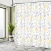 Ambesonne Grey and Yellow Shower Curtain, Grunge Sketchy Romantic Roses Leaves Cotton Flowers with Dots Image, Cloth Fabric Bathroom Decor Set with Hooks, 69" W x 70" L, Yellow Grey White view 4