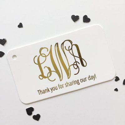 Custom Wedding Color Foil Favor Tags, Wedding Tags, Small Customized Wedding Tags (RBC-155-F)