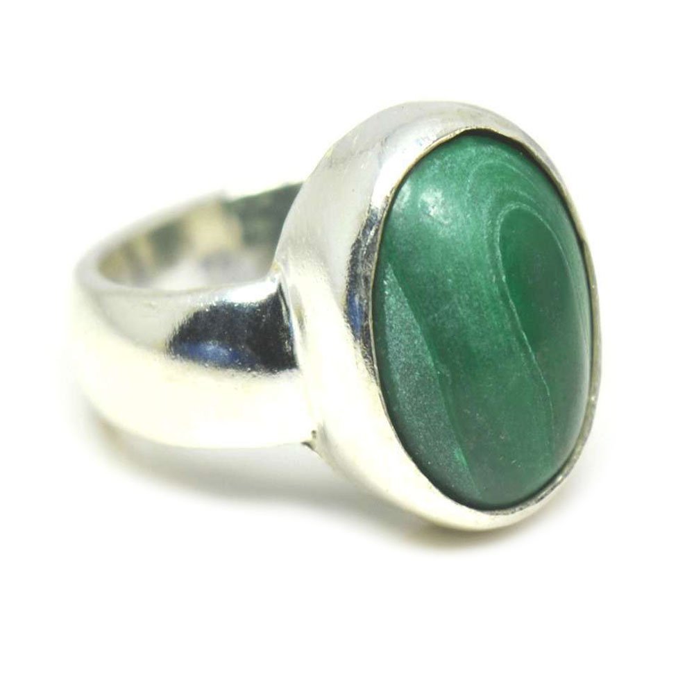 Jewelryonclick 5 Carat Natural Malachite Sterling Silver Men Women Ring Size US 5,6,7,8,9,10,11,12,13
