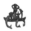 Hampton Nautical Cast Iron Mermaid with Dolphin Hooks, 9", Rustic Silver view 4