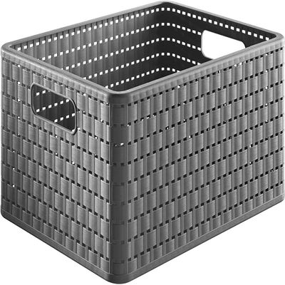 Rotho, Country, Storage box 18 l in rattan-look A4, Plastic (PP) BPA-free, anthracite, A4/18l (36,8 x 27,8 x 19,1 cm)