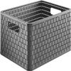 Rotho, Country, Storage box 18 l in rattan-look A4, Plastic (PP) BPA-free, anthracite, A4/18l (36,8 x 27,8 x 19,1 cm) view 1