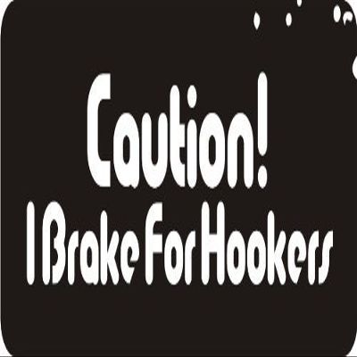 1080 Graphics 3 - Caution! I Brake for Hookers 1 1/4" x 3" Hard Hat Biker Helmet Stickers Bs085