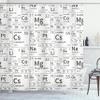 Ambesonne Periodic Table Shower Curtain, Life Smart Inspired Chemistry Themed Elements in Squares Print, Cloth Fabric Bathroom Decor Set with Hooks, 69" W x 75" L, Dark Grey and White view 1