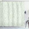Ambesonne Mint Shower Curtain, Floral Pattern with Flourishing Blossom Bouquets and Flower Leaf Illustration, Cloth Fabric Bathroom Decor Set with Hooks, 69" W x 75" L, Green White view 1