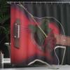 Ambesonne Abstract Shower Curtain, Spanish Musician Portugal Hand Made Guitar with Romance Theme Love Rose, Cloth Fabric Bathroom Decor Set with Hooks, 69" W x 84" L, White Ruby view 3