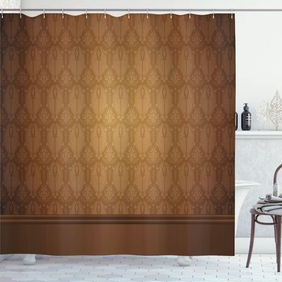 Ambesonne Tan Shower Curtain, Antique Motifs with Damask Flowers Victorian Elements Royal Aged Vintage Art, Cloth Fabric Bathroom Decor Set with Hooks, 69" W x 70" L, Brown Tan