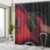 Ambesonne Abstract Shower Curtain, Spanish Musician Portugal Hand Made Guitar with Romance Theme Love Rose, Cloth Fabric Bathroom Decor Set with Hooks, 69" W x 75" L, White Ruby view 4