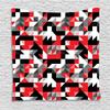 Ambesonne Abstract Tapestry, Abstract Geometric Half Triangles Squares Maze Inspired Image, Wall Hanging for Bedroom Living Room Dorm Decor, 60" X 80", Charcoal Vermilion view 1