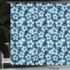 Ambesonne Aloha Shower Curtain, Hibiscus Hawaiian Tropical Island Flowers Petals and Buds Leaves Art Print, Cloth Fabric Bathroom Decor Set with Hooks, 69" W x 75" L, Dark Blue Sky Blue view 3