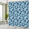 Ambesonne Aloha Shower Curtain, Hibiscus Hawaiian Tropical Island Flowers Petals and Buds Leaves Art Print, Cloth Fabric Bathroom Decor Set with Hooks, 69" W x 75" L, Dark Blue Sky Blue view 4