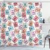 Ambesonne Periodic Table Shower Curtain, Sketch Style Chemistry Elements Science Camp Art Print, Cloth Fabric Bathroom Decor Set with Hooks, 69" W x 75" L, Pale Pink Blue and Green view 1