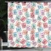 Ambesonne Periodic Table Shower Curtain, Sketch Style Chemistry Elements Science Camp Art Print, Cloth Fabric Bathroom Decor Set with Hooks, 69" W x 75" L, Pale Pink Blue and Green view 3