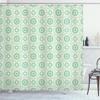 Ambesonne Mint Shower Curtain, Retro Disc Shaped Inner Circles with Nostalgic Featured Geometric Graphic, Cloth Fabric Bathroom Decor Set with Hooks, 69" W x 70" L, Seafoam Almond Green view 1