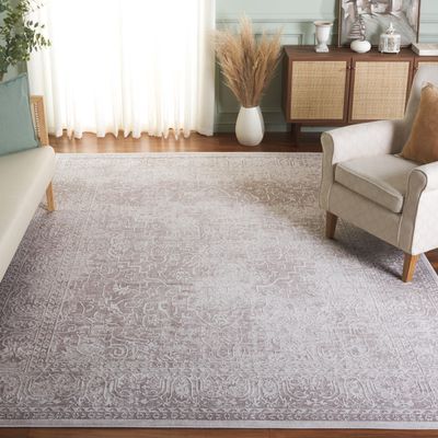 SAFAVIEH Reflection Collection Area Rug - 6'7" Square, Beige & Cream, Non-Shedding & Easy Cleaning, Ideal for Living Room, Bedroom (RFT670A)