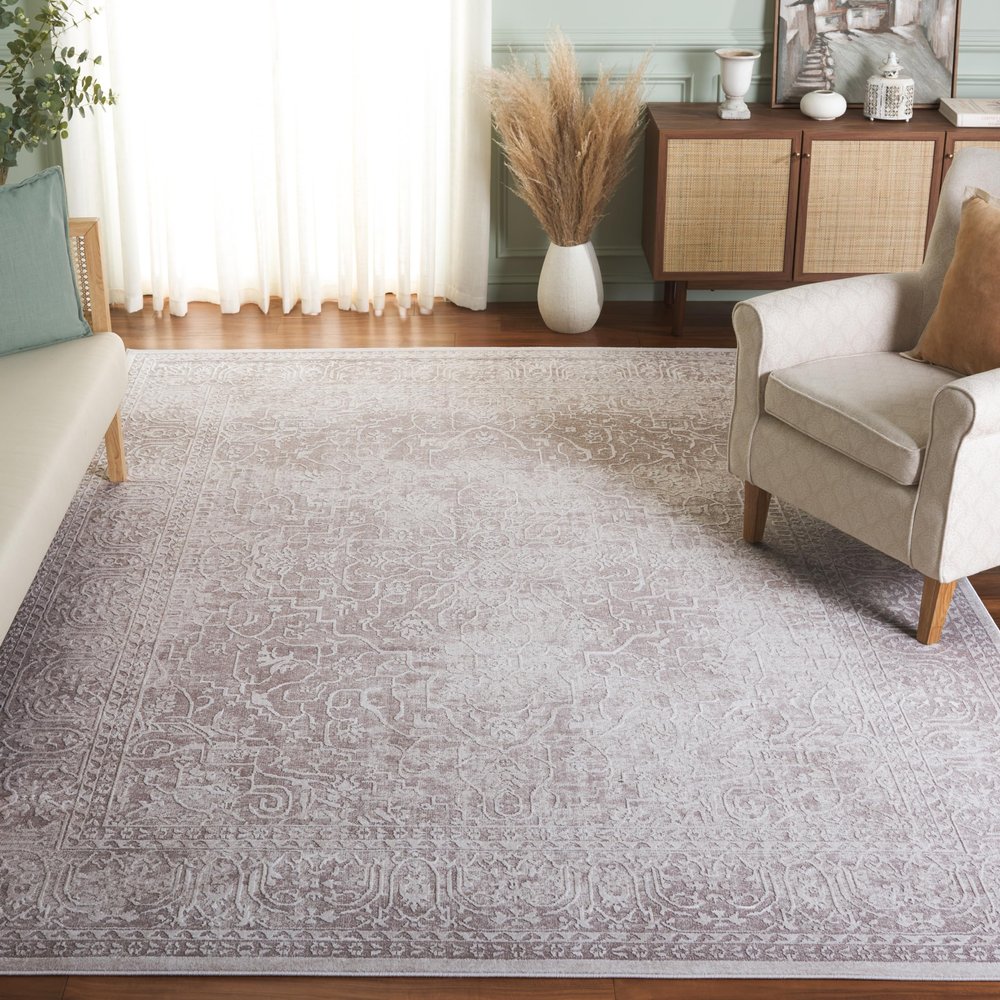 SAFAVIEH Reflection Collection Area Rug - 6'7" Square, Beige & Cream, Non-Shedding & Easy Cleaning, Ideal for Living Room, Bedroom (RFT670A)