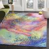 SAFAVIEH Washable Rug Paint Brush Collection - 3'3" x 5'3", Blue & Coral, Slip Resistant & Easy to Clean, Ideal for Living Room, Bedroom, Nursery, Kids Playroom, Dining Space (PTB119B) view 1
